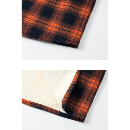 Herren Fleece Flanellhemd Warmes Holzfällerhemd Orange