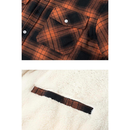 Herren Fleece Flanellhemd Warmes Holzfällerhemd Orange