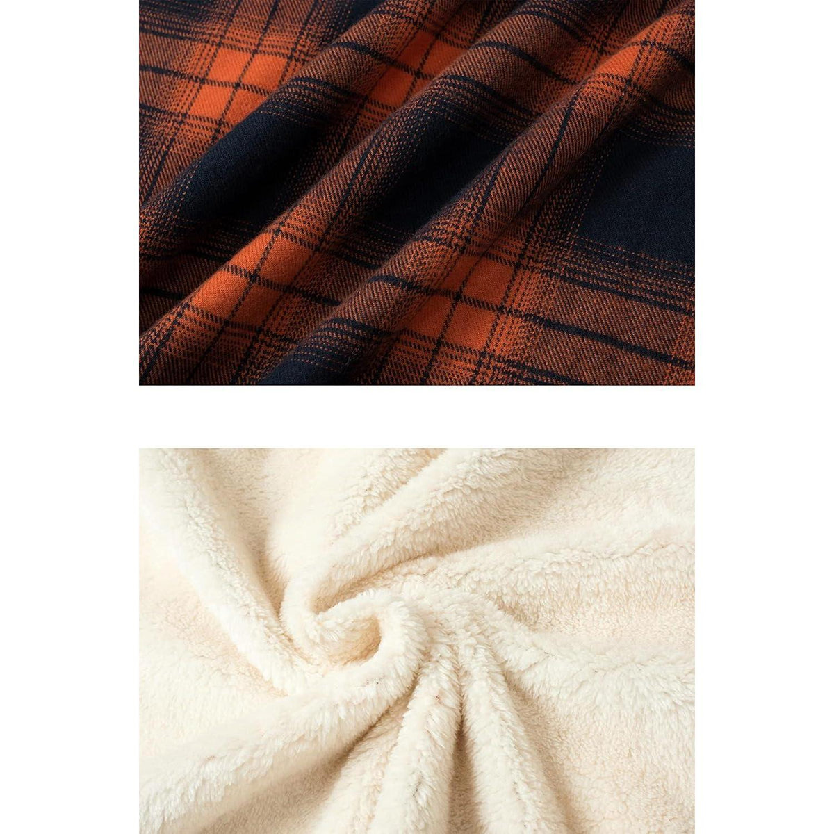 Herren Fleece Flanellhemd Warmes Holzfällerhemd Orange