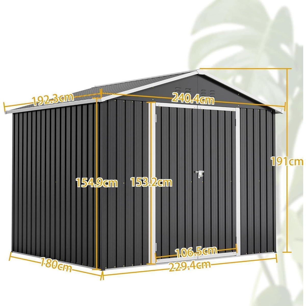Großes Gerätehaus Metall 240x192x191 cm mit Fundamentrahmen