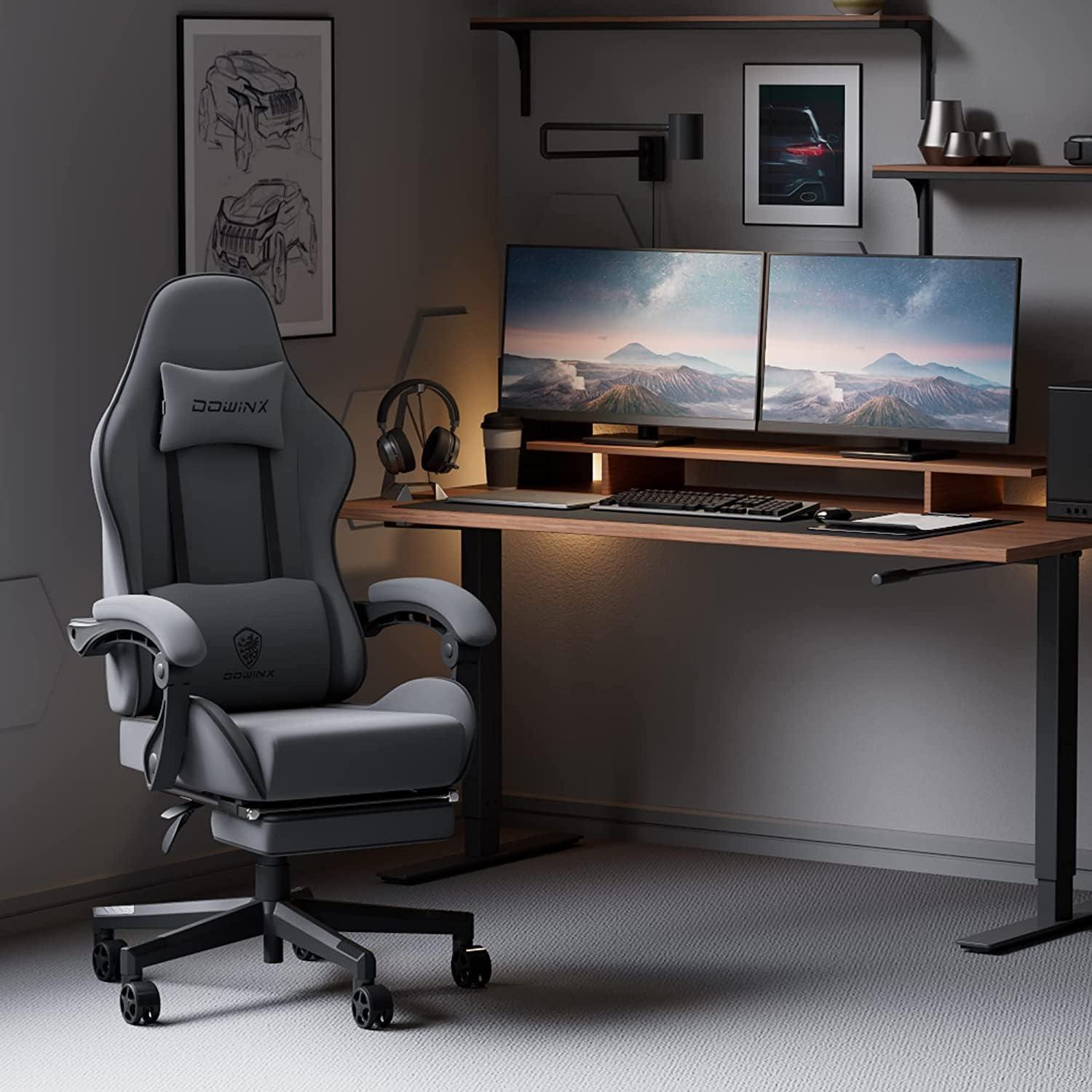 Gaming Stuhl Bürostuhl mit Fußstütze, Kopfstütze und