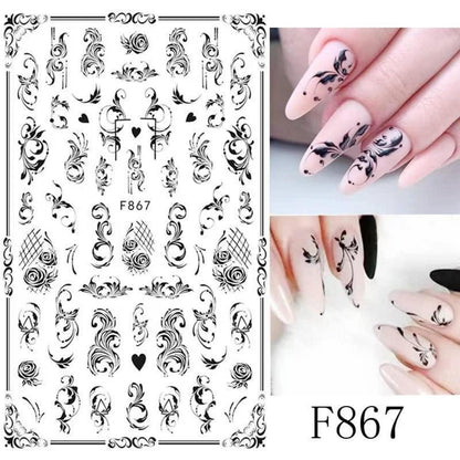 Blumen Nagelsticker 10 Blatt - Selbstklebend Nail Art Design
