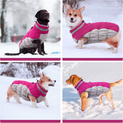 Kuoser Wasserdichter Hundemantel Winterjacke Fleece Gefüttert 3XL Rose