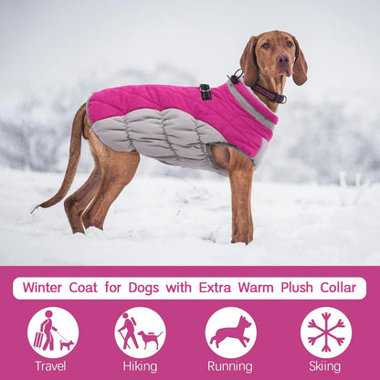 Wasserdichter Hundemantel für kleine, mittlere & große Hunde, Winterjacke mit Fleece-Futter & Reflektoren, Haustierbekleidung