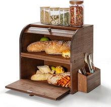 Brotkasten Bambus Retro Rolldeckel Doppellagig Stapelbar
