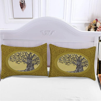 Bettwäsche-Set 220x240 Baum des Lebens 3D Druck Mikrofaser Grau Grün