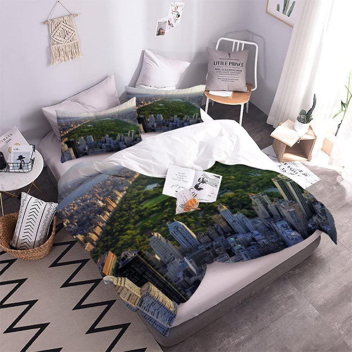 Manhattan New York Bettwäsche Set 220x240 - 3-teilig mit Kissenbezügen