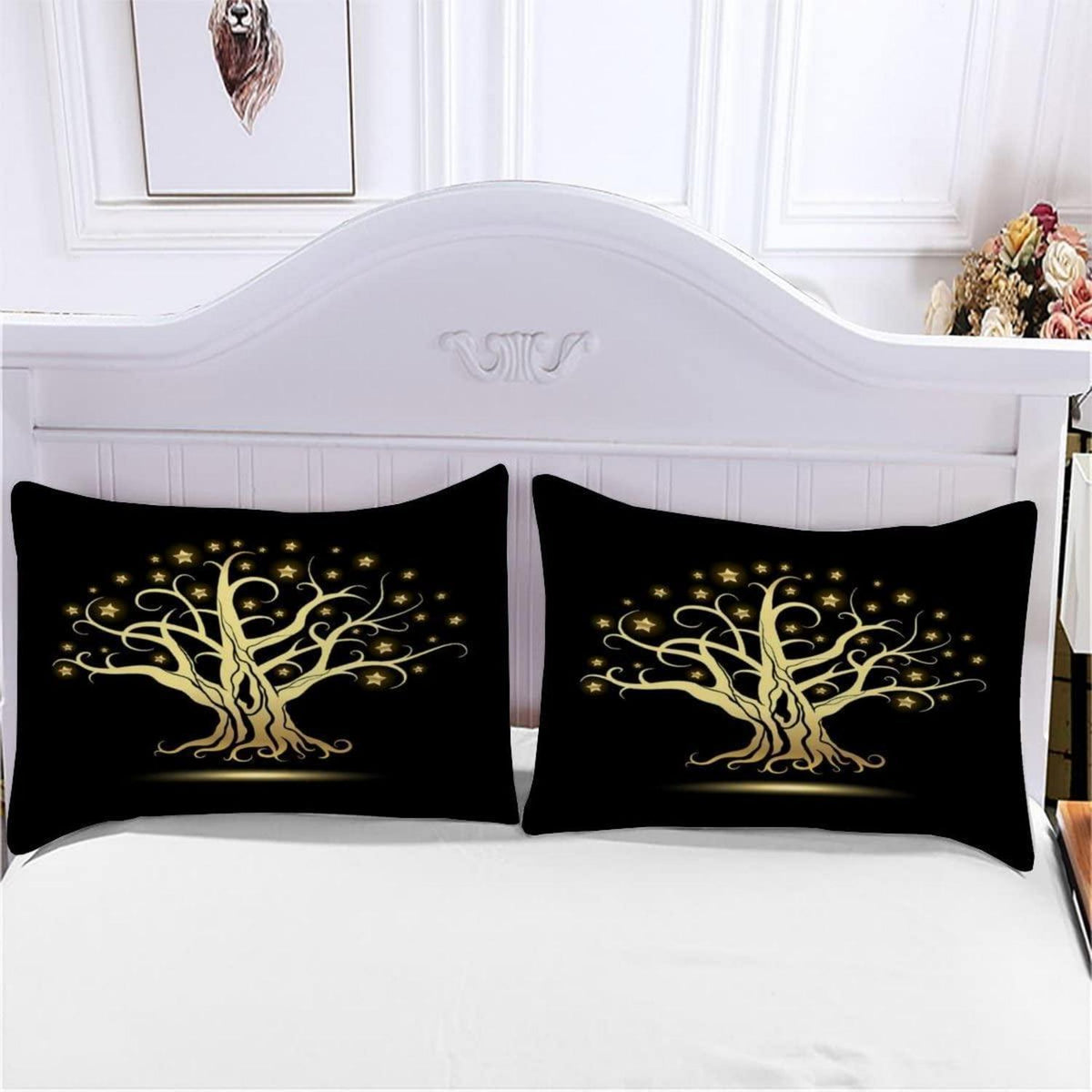 3D Bettwäsche-Set Goldener Baum des Lebens 220x240 cm