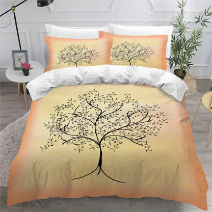 3D Bettwäsche-Set 220x240 Baum Silhouette Mikrofaser