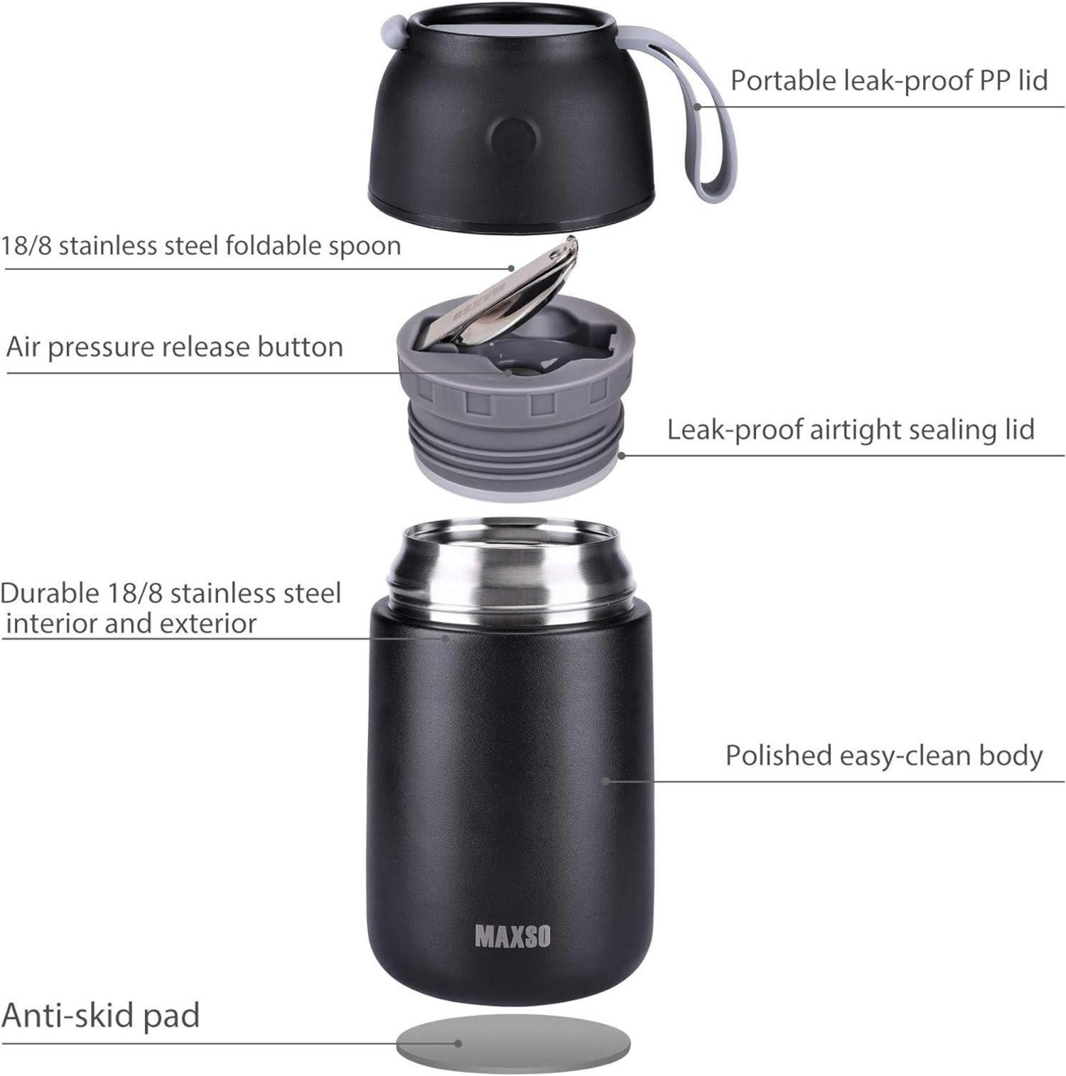 Thermobehälter Edelstahl 500ml 700ml Set Schwarz