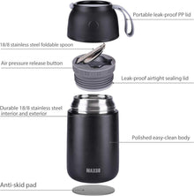 Thermobehälter Edelstahl 500ml 700ml Set Schwarz