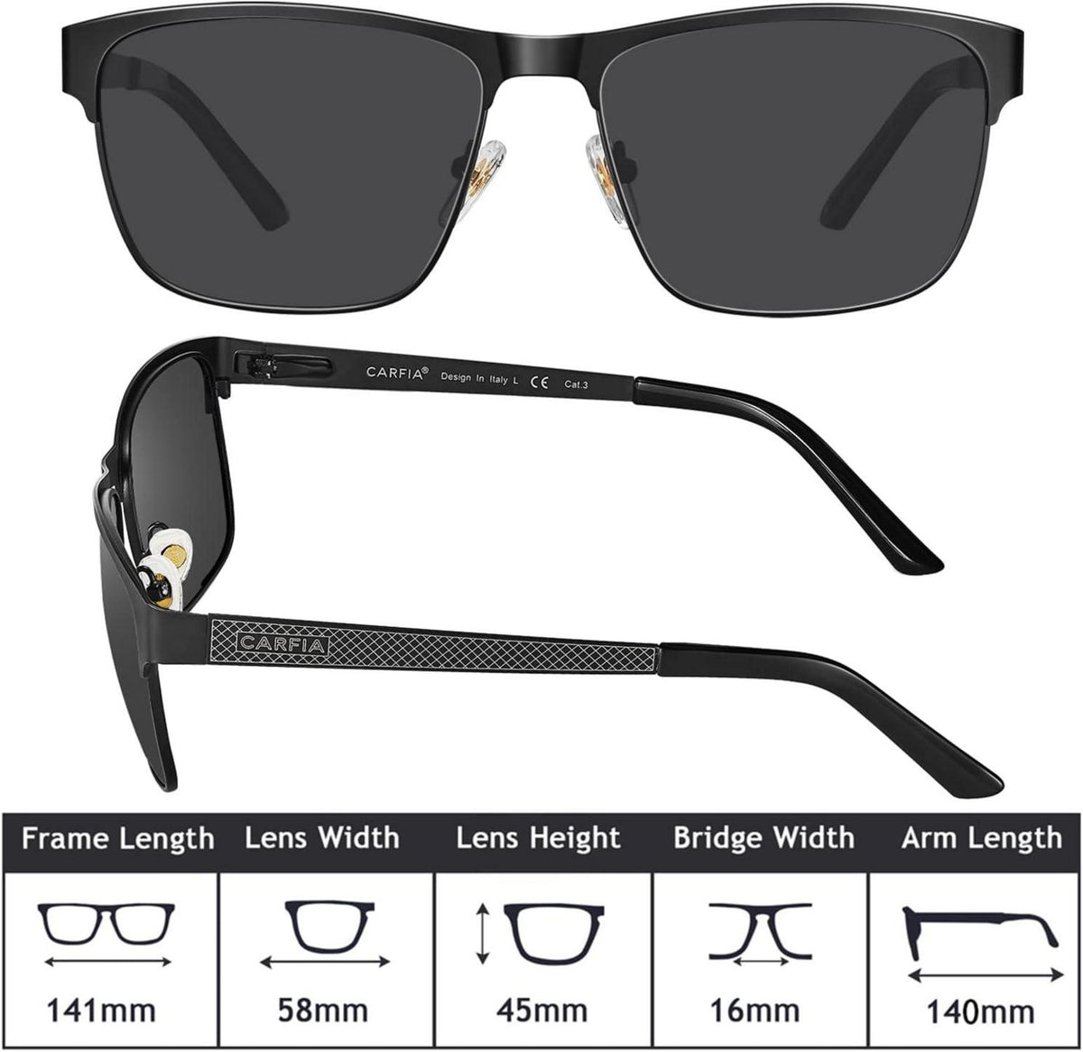 Herren Polarisierte Sonnenbrille Metallrahmen UV400 Sportbrille 58mm