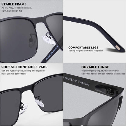 Herren Polarisierte Sonnenbrille Metallrahmen UV400 Sportbrille 58mm