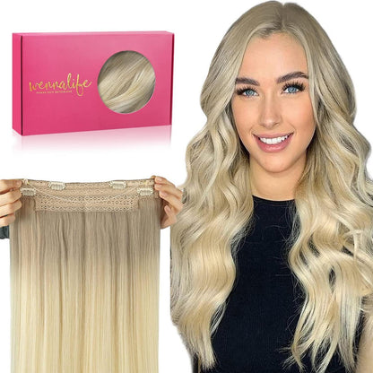 Echthaar Haarverlängerung Aschblond bis Platinblond 40cm