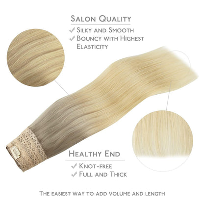 Echthaar Haarverlängerung Aschblond bis Platinblond 40cm