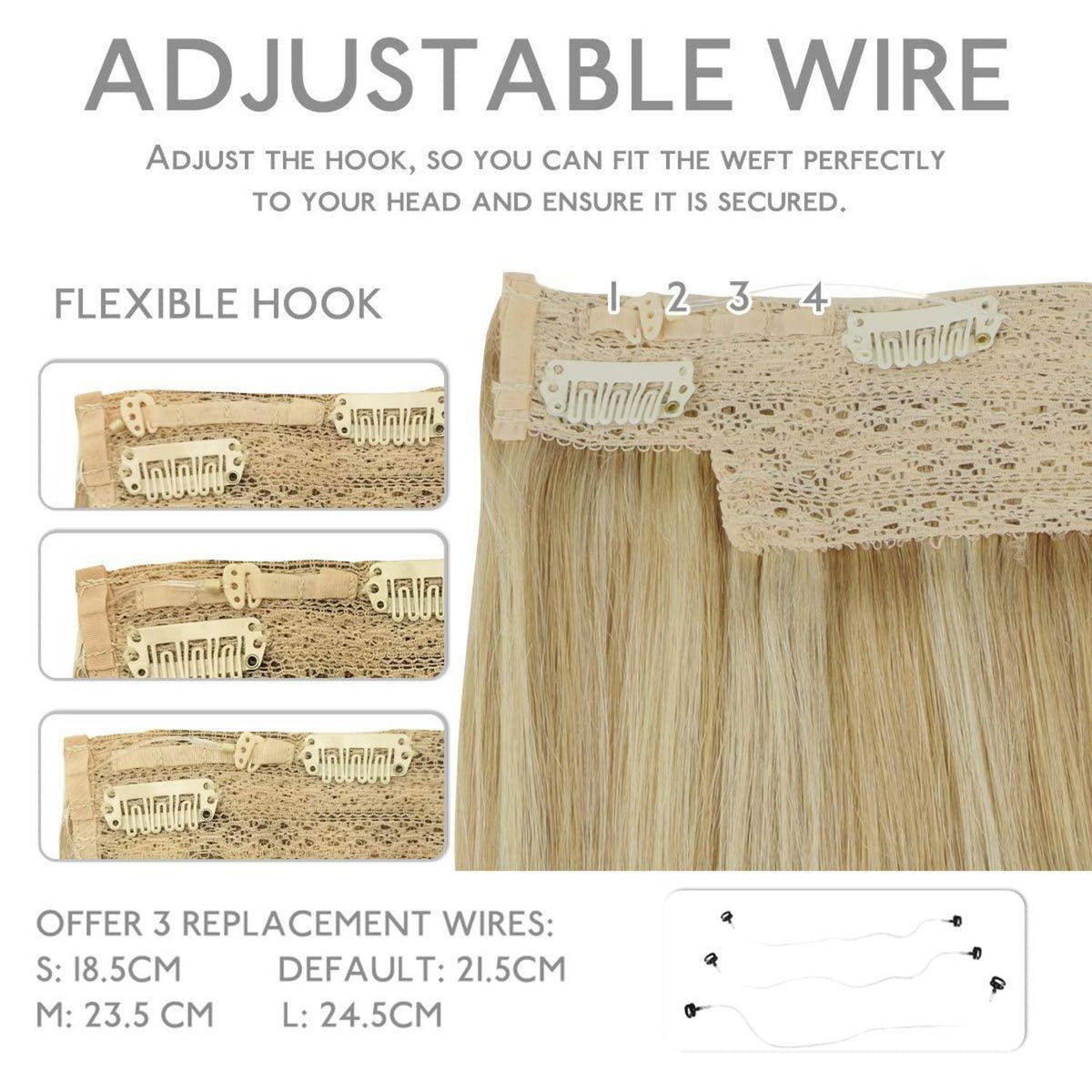Echthaar Haarverlängerung Aschblond bis Platinblond 40cm