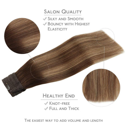 Echthaar Haarverlängerung Balayage Schoko-Karamell 40cm