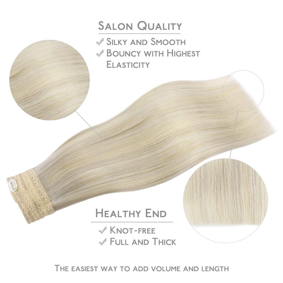 Echthaar Haarverlängerung Aschblond Highlights Platinblond 35cm