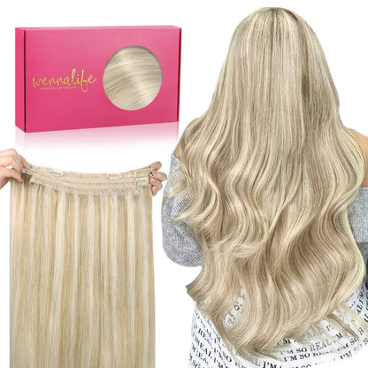 Echthaar Haarverlängerung Aschblond Highlights 35cm