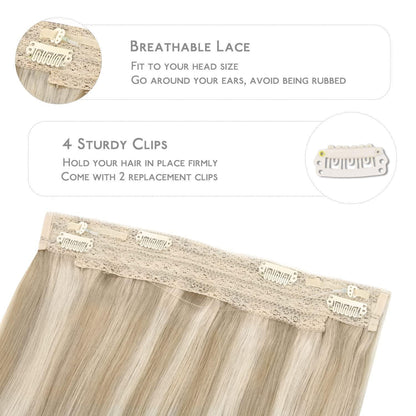 Echthaar Haarverlängerung Aschblond Highlights 35cm