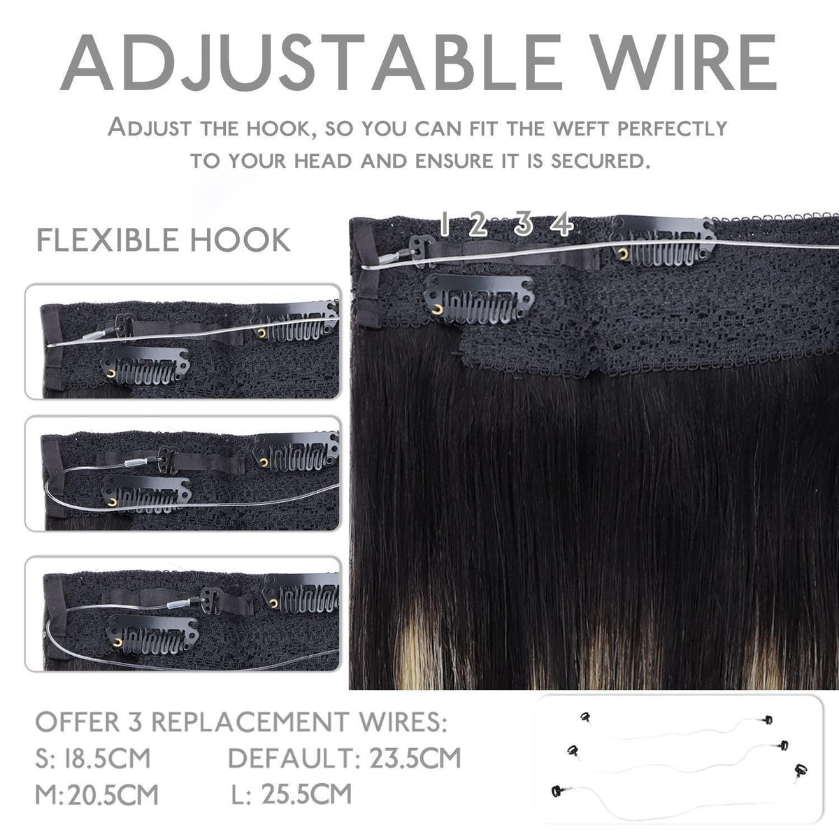 Echthaar Haarverlängerung Balayage Schwarz-Blond 35cm