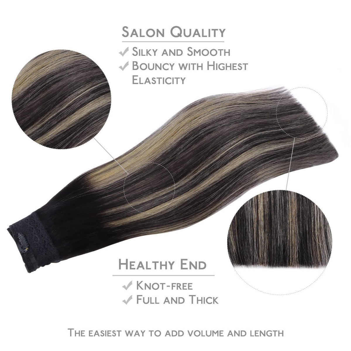 Echthaar Haarverlängerung 40cm Balayage Schwarz-Blond Wire Extensions