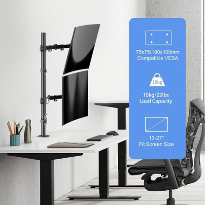 Monitorhalterung für 2 Monitore übereinander, 80cm hoch, verstellbar