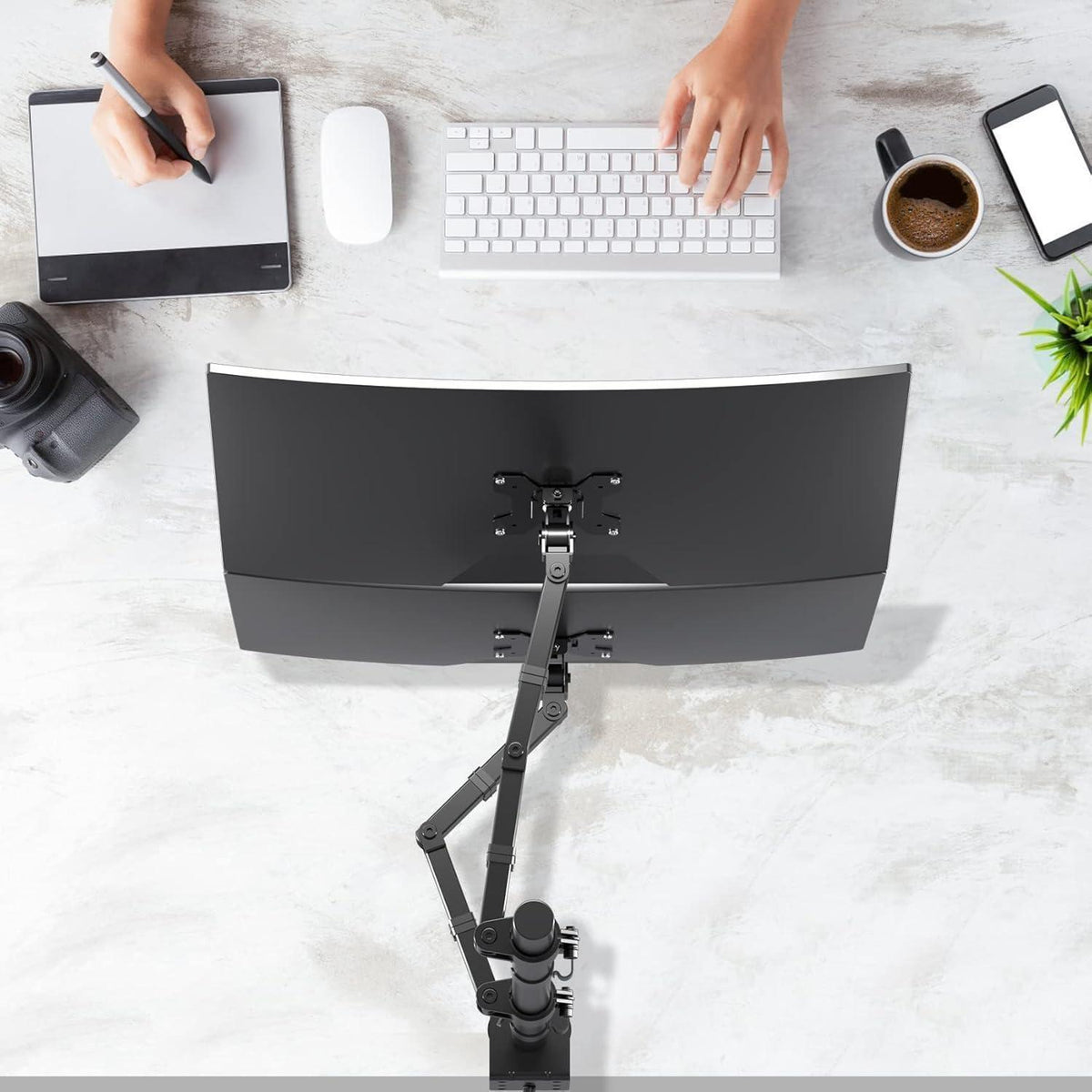 Monitorhalterung für 2 Monitore übereinander, 80cm hoch, verstellbar