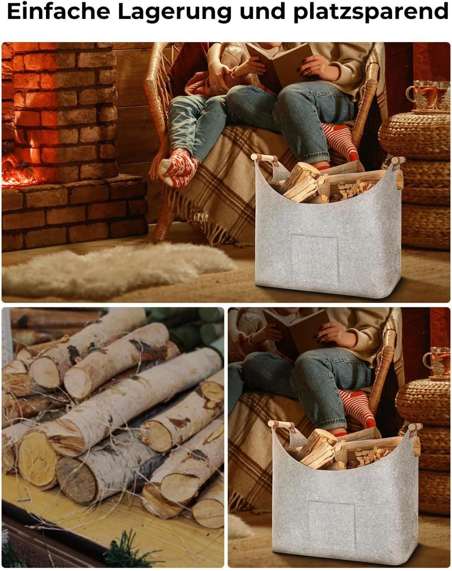 Yamagahome XXL Kaminholzkorb 2er Set Filztasche 45x32x40cm