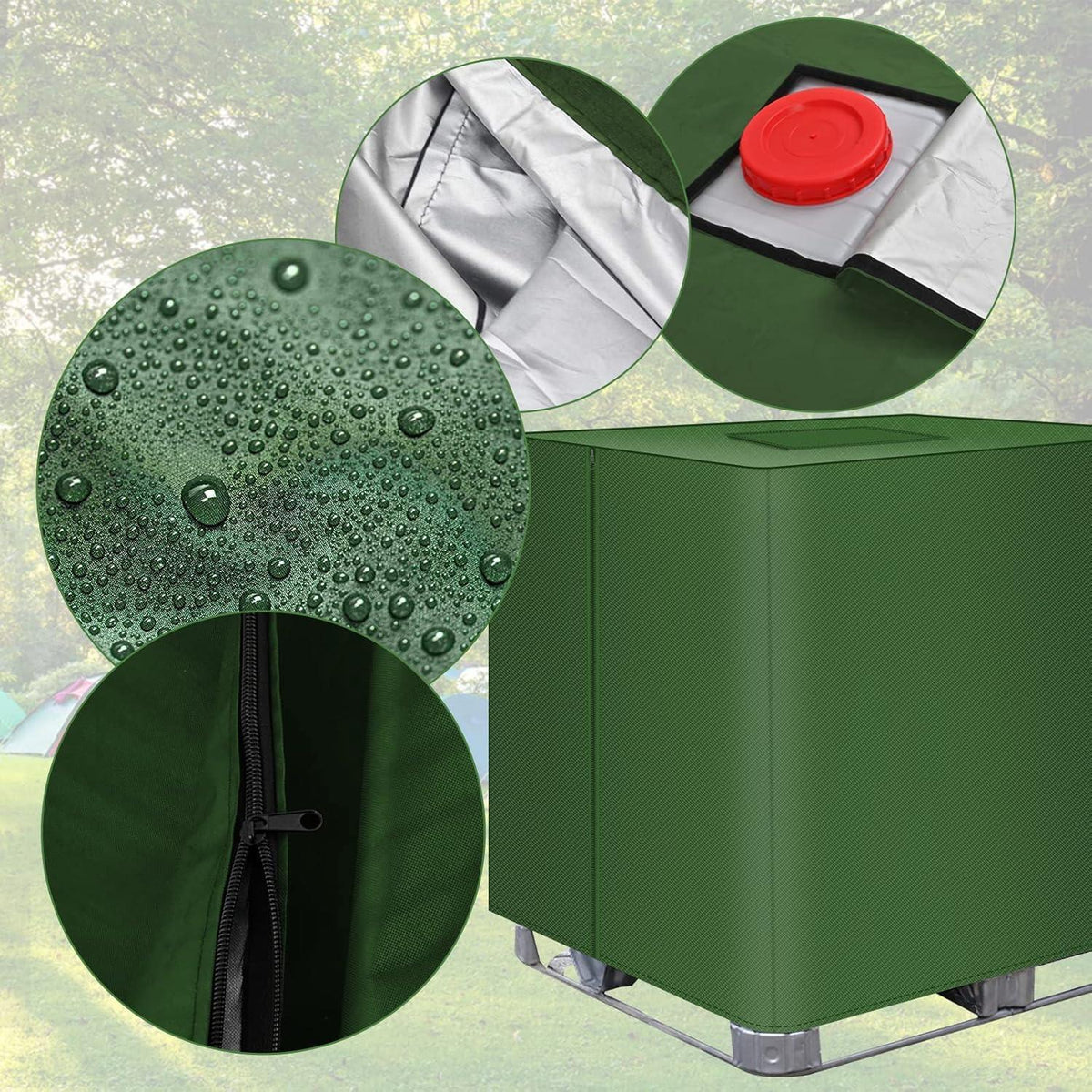 IBC Tank Abdeckung 1000L – Grün, 420D, UV-Schutz