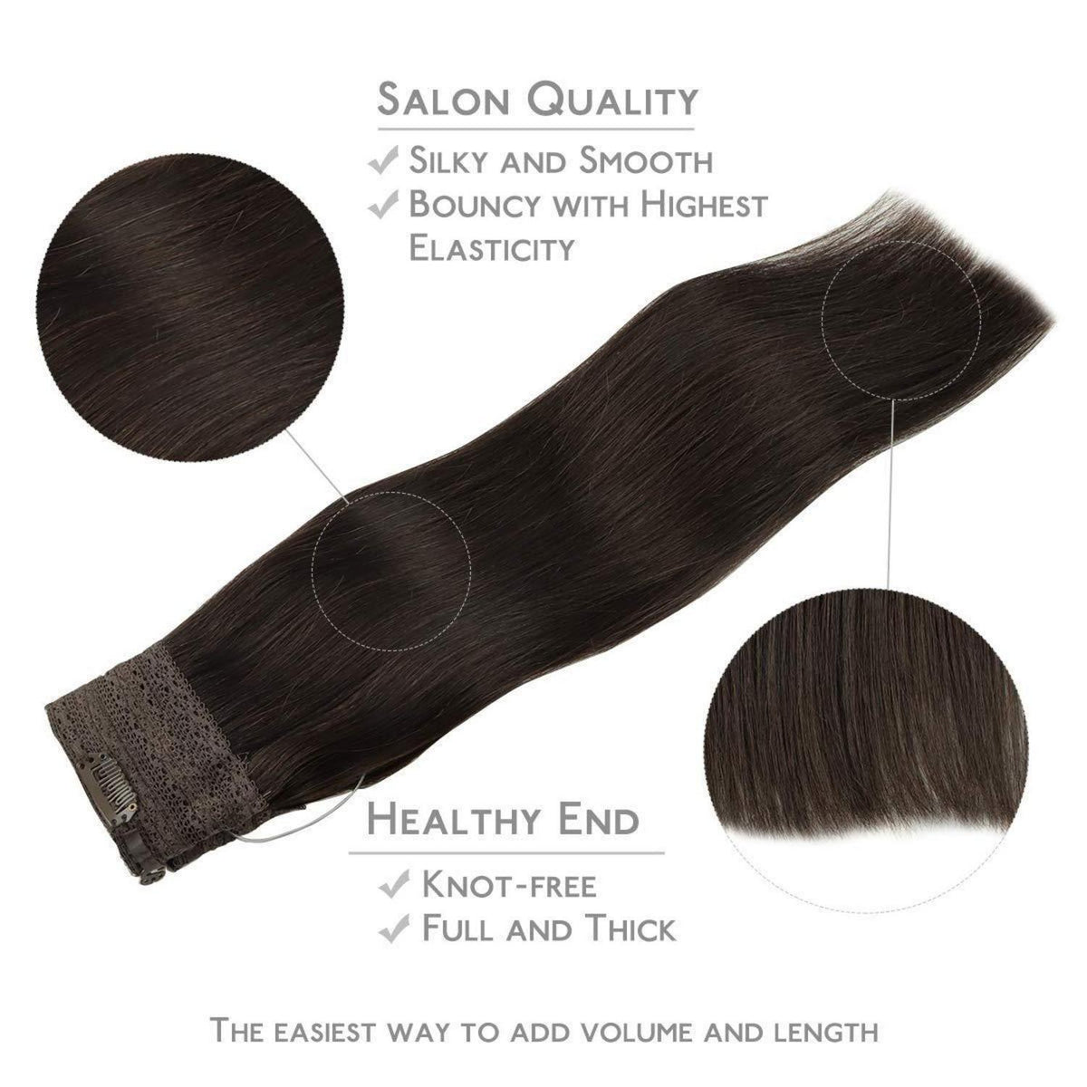 Echthaar Haarverlängerung Dunkelbraun 45cm Remy Draht Extension