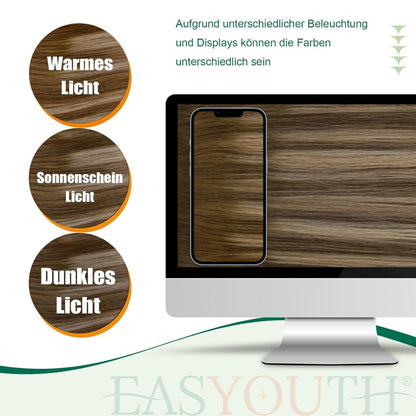 Echthaar Zopf Extension Mittelbraun & Blond 40cm