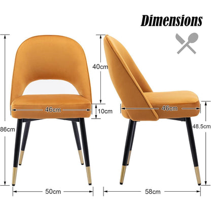 Samt Esszimmerstühle 2er Set – Modern & Komfortabel (Gelb)