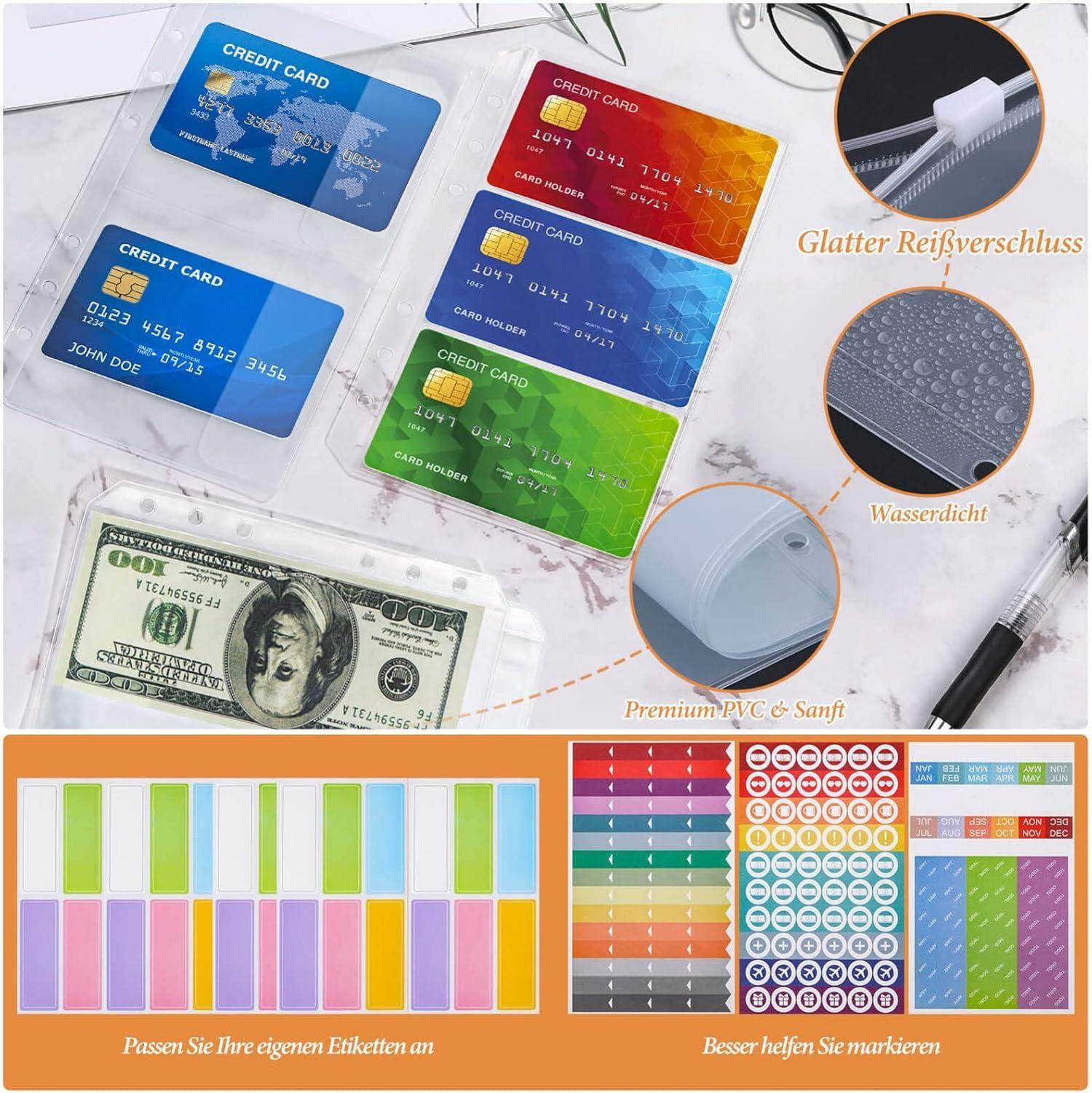 A6 Budget Planner PU Leder Binder mit Budgetaufkleber und Taschen