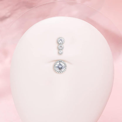 Bauchnabelpiercing Set Chirurgenstahl Marmor Opal Silber 14G