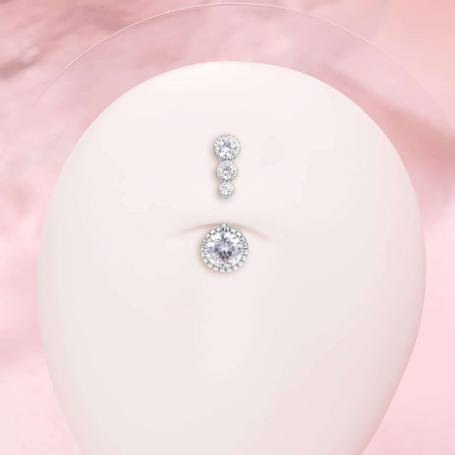 4er Set Bauchnabelpiercing Chirurgenstahl Marmor Opal 14G 12mm
