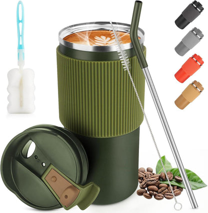 Isolierbecher Kaffeebecher to Go 450ml auslaufsicher Edelstahl-Tasse