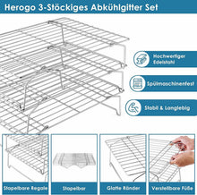 3-Stöckiges Edelstahl Kuchengitter Set 38x26 cm
