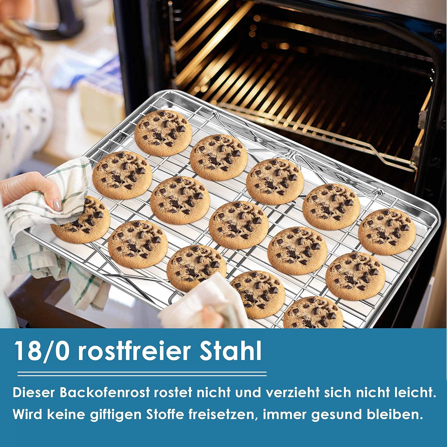 Herogo 3-Stöckiges Edelstahl Abkühlgitter Set 38x26cm - Kuchengitter stapelbar & spülmaschinenfest