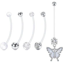 Schwangerschaft Bauchnabelpiercing Set 6 Stück Acryl Flexibel 14G 32mm
