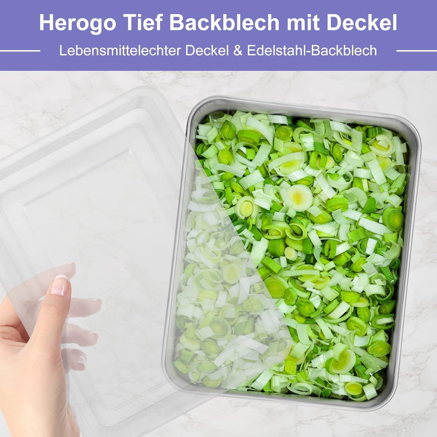 Herogo Kuchenform Backblech mit Deckel 31x24x5 cm Edelstahl