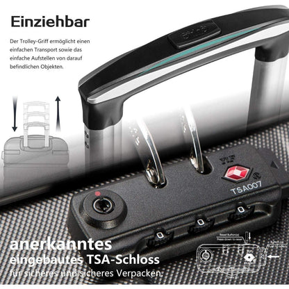 COOLIFE Mittelgroßer Reisekoffer Trolley Blau/Braun 60L