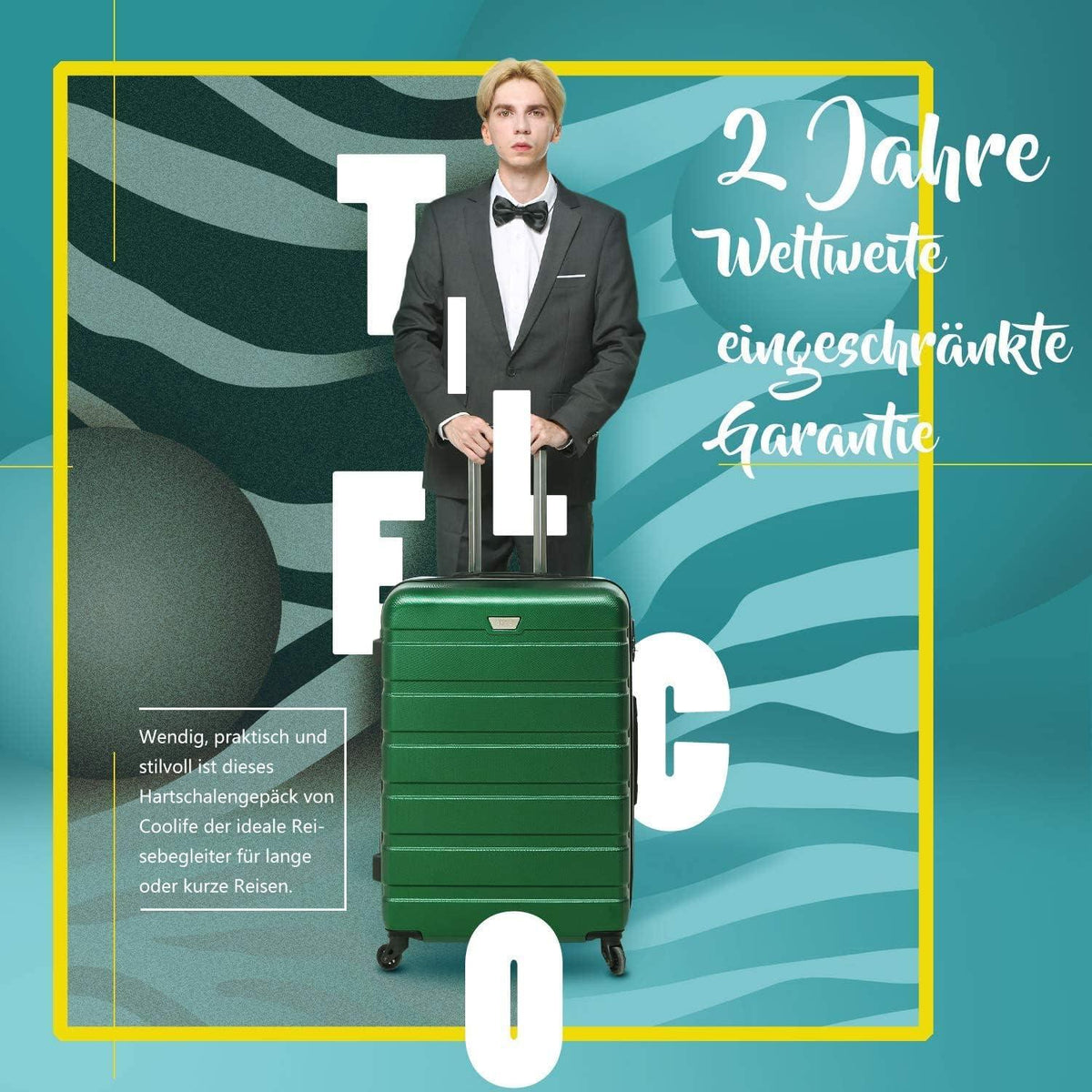 COOLIFE Hartschalen-Trolley Set 3-teilig Schwarz Braun TSA Schloss