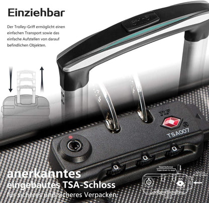 Hartschalen-Koffer Set Weiß/Braun TSA 4 Rollen Aluminium Teleskopgriff