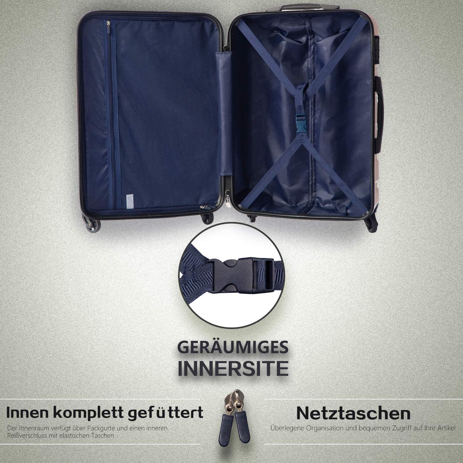 COOLIFE Premium Hartschalenkoffer Trolley Handgepäck Blau Braun