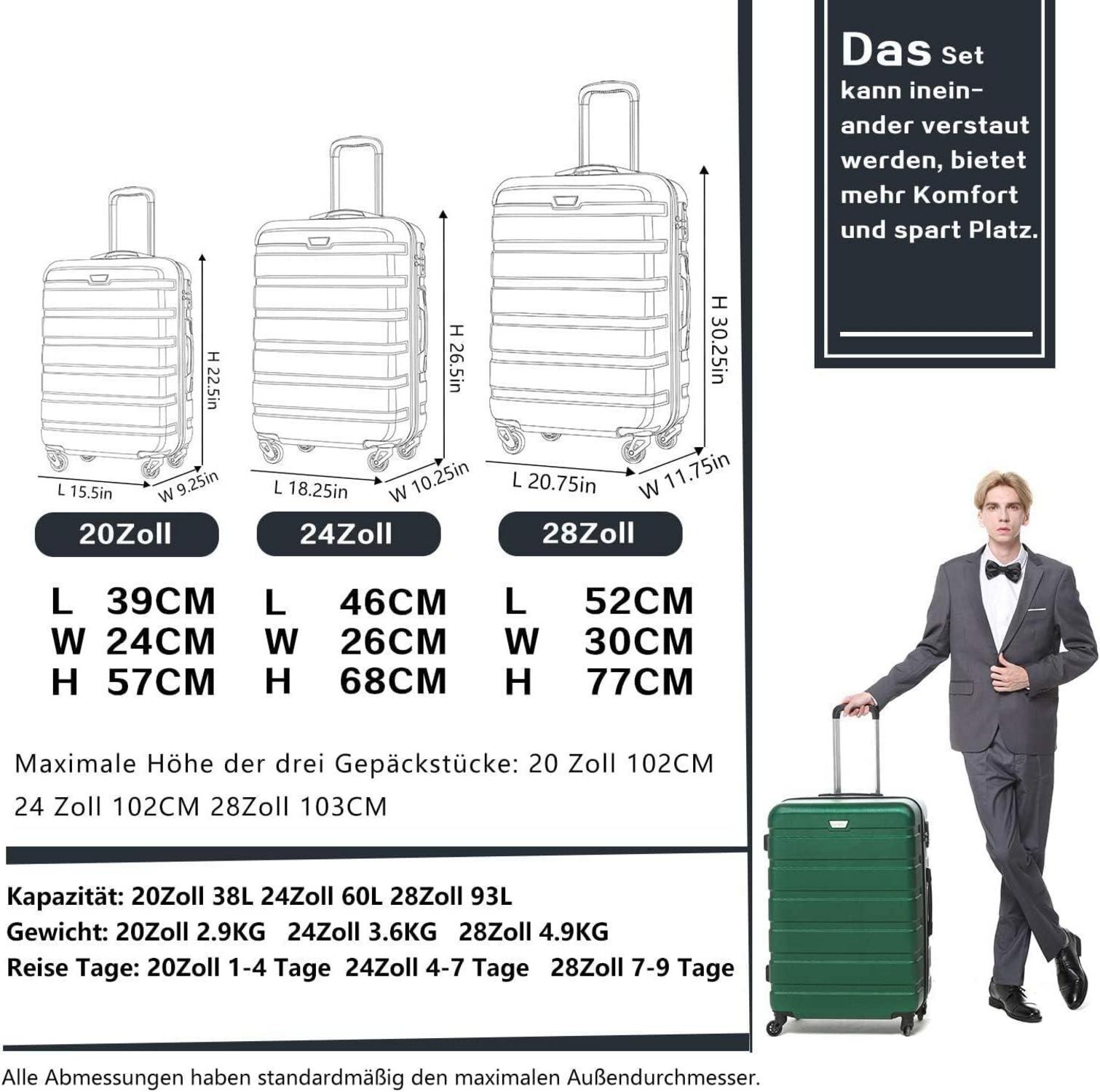 Premium Hartschalenkoffer Rollkoffer TSA-Schloss 4 Rollen Weiß/Braun