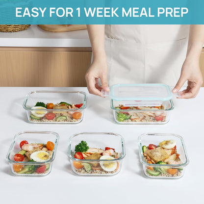 Meal Prep Boxen Glasdosen 15 Stück Set mit Auslaufsicherem Deckel