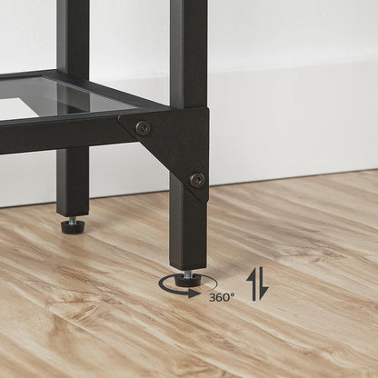 Hoobro Konsolentisch 100 cm Schwarz Hartglas Metallgestell