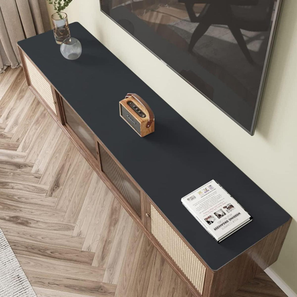Wasserdichte PU Tischdecke 80x180cm Schwarz – Schutzfolie für Tisch
