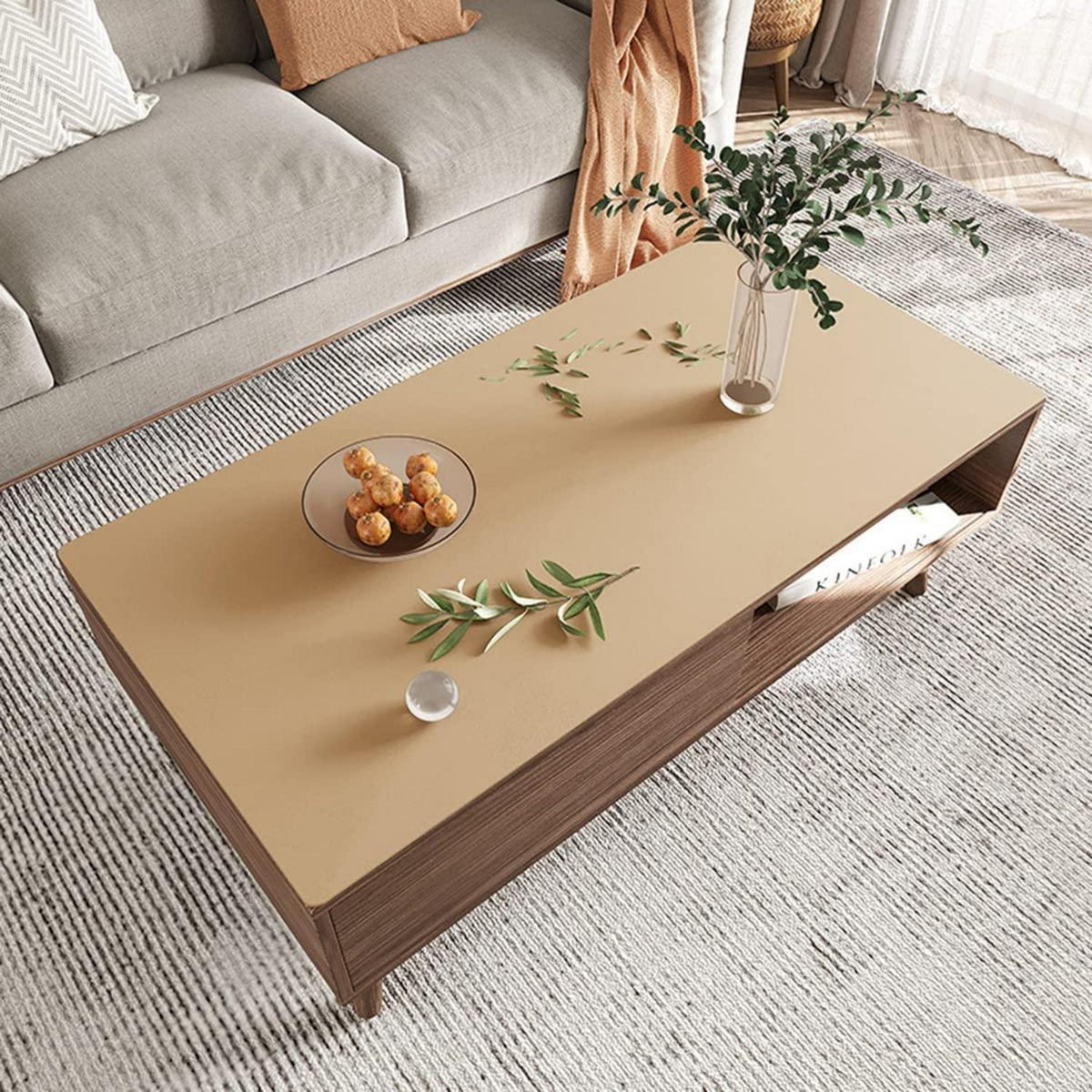PU Tischdecke wasserdicht 80x180cm Khaki – Tischfolie Schutzmatte
